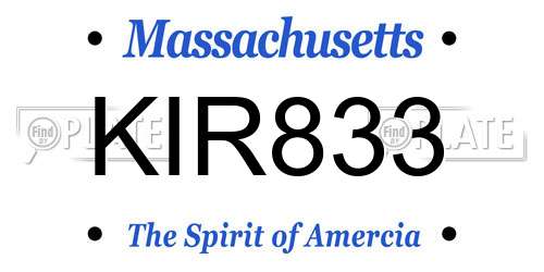 KIR833 Massachusetts License Plate
