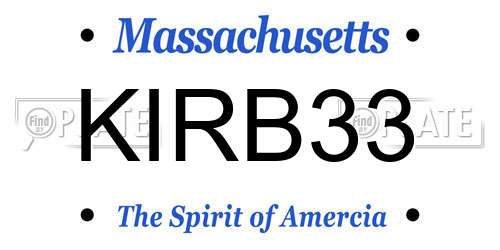 KIRB33 Massachusetts License Plate