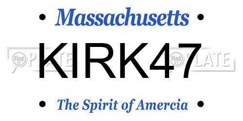 KIRK47 Massachusetts License Plate