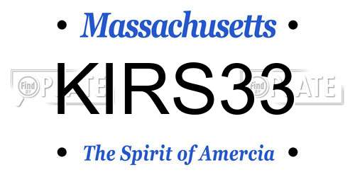 KIRS33 Massachusetts License Plate