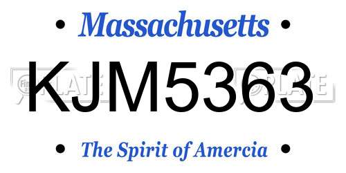 KJM5363 Massachusetts License Plate