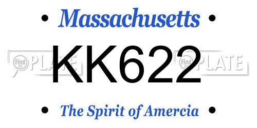 KK622 Massachusetts License Plate