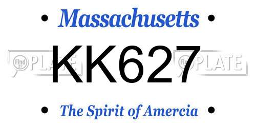KK627 Massachusetts License Plate