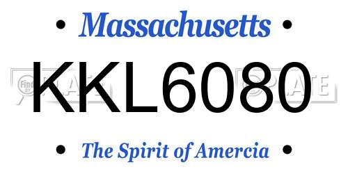 KKL6080 Massachusetts License Plate