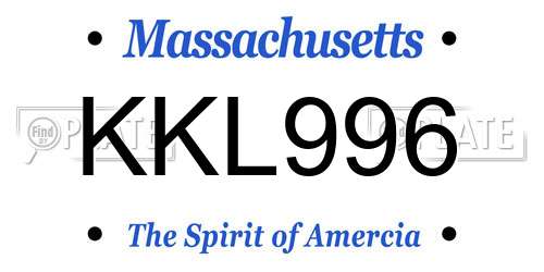 KKL996 Massachusetts License Plate