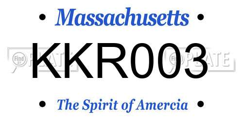 KKR003 Massachusetts License Plate