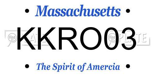 KKRO03 Massachusetts License Plate