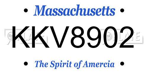 KKV8902 Massachusetts License Plate