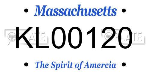 KL00120 Massachusetts License Plate