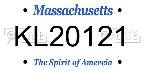 KL20121 Massachusetts License Plate