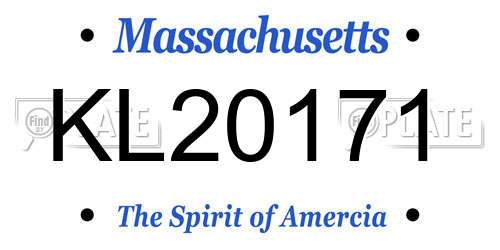 KL20171 Massachusetts License Plate