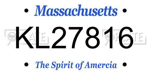 KL27816 Massachusetts License Plate