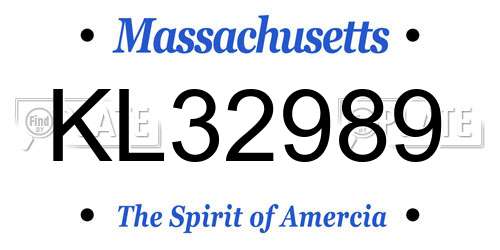 KL32989 Massachusetts License Plate