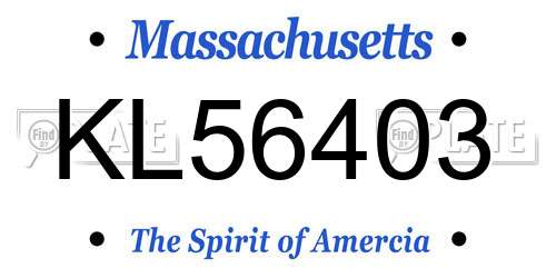 KL56403 Massachusetts License Plate