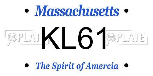 KL61 Massachusetts License Plate