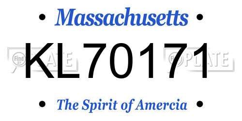 KL70171 Massachusetts License Plate
