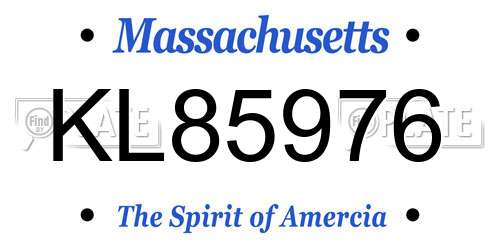 KL85976 Massachusetts License Plate