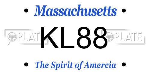 KL88 Massachusetts License Plate
