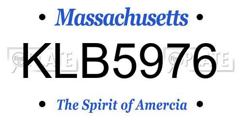 KLB5976 Massachusetts License Plate