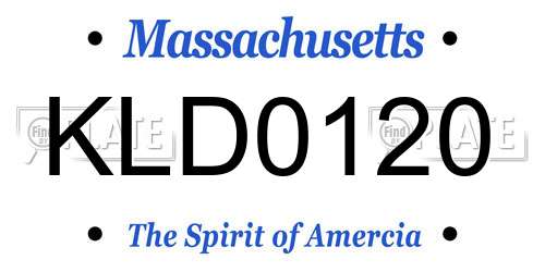 KLD0120 Massachusetts License Plate
