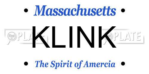 KLINK Massachusetts License Plate
