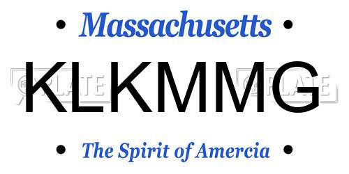 KLKMMG Massachusetts License Plate