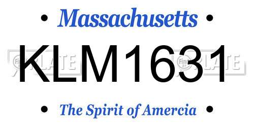 KLM1631 Massachusetts License Plate