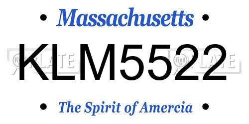 KLM5522 Massachusetts License Plate