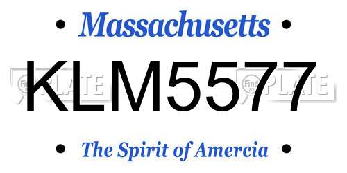 KLM5577 Massachusetts License Plate