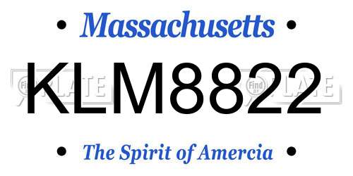 KLM8822 Massachusetts License Plate
