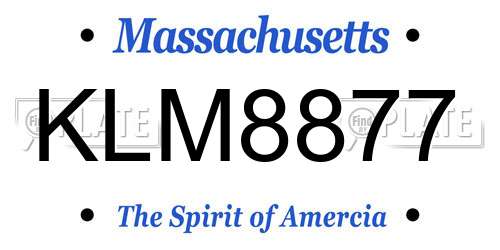 KLM8877 Massachusetts License Plate