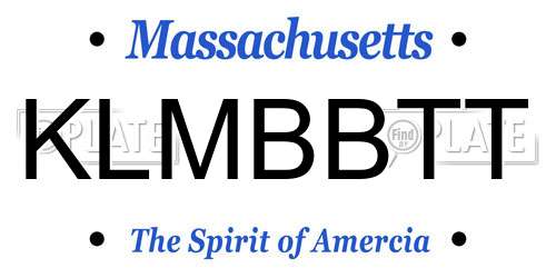 KLMBBTT Massachusetts License Plate