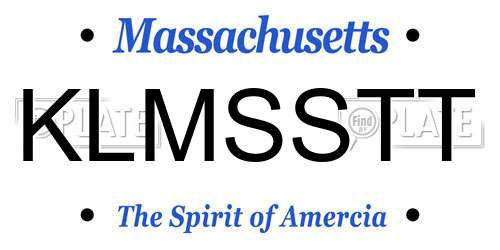 KLMSSTT Massachusetts License Plate
