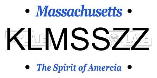 KLMSSZZ Massachusetts License Plate