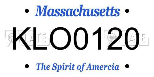 KLO0120 Massachusetts License Plate