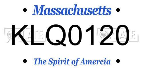 KLQ0120 Massachusetts License Plate