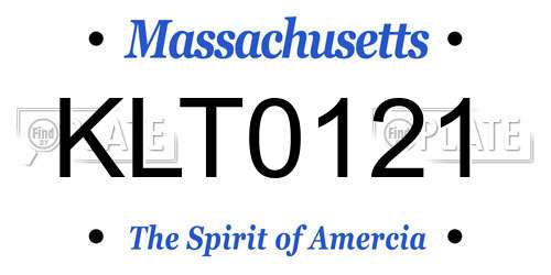 KLT0121 Massachusetts License Plate