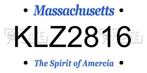 KLZ2816 Massachusetts License Plate