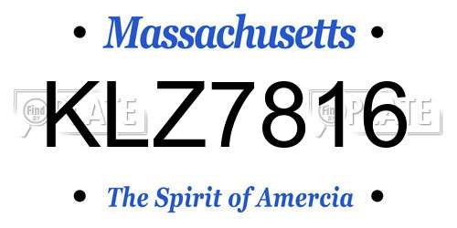 KLZ7816 Massachusetts License Plate