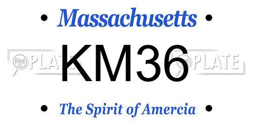 KM36 Massachusetts License Plate