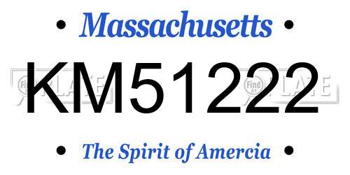 KM51222 Massachusetts License Plate