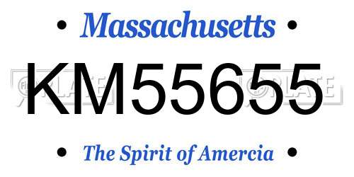 KM55655 Massachusetts License Plate