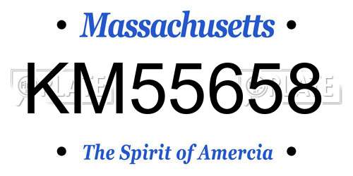 KM55658 Massachusetts License Plate