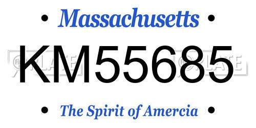 KM55685 Massachusetts License Plate
