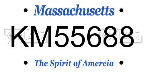 KM55688 Massachusetts License Plate