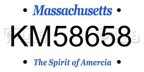 KM58658 Massachusetts License Plate