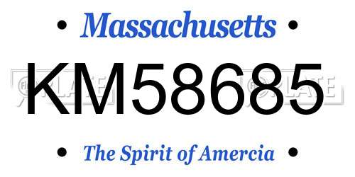 KM58685 Massachusetts License Plate
