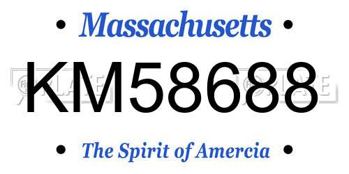 KM58688 Massachusetts License Plate