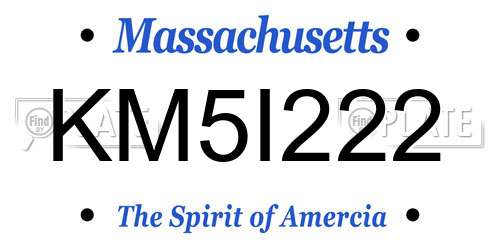 KM5I222 Massachusetts License Plate