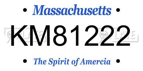 KM81222 Massachusetts License Plate